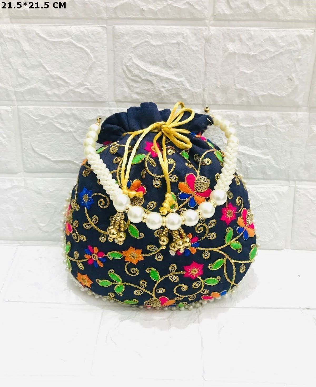 Blue Blossom Potli Bag
