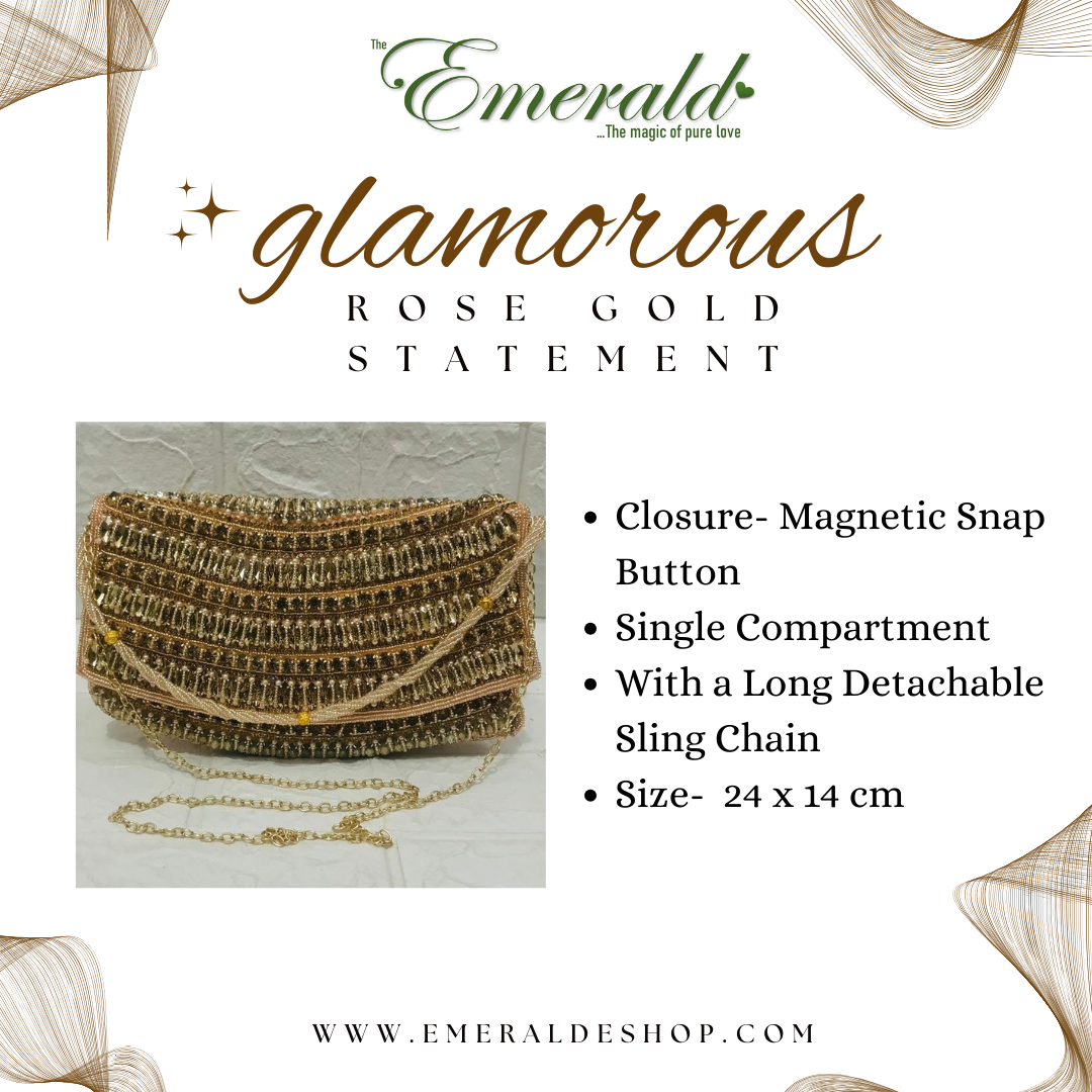 Glamorous Rose Gold Statement- Clutch