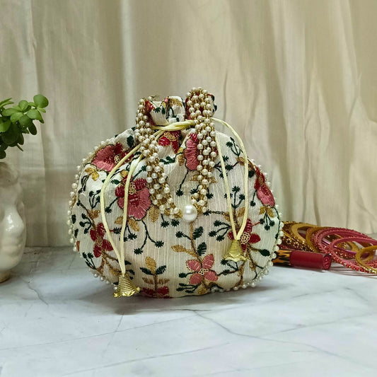 Pearl Bell Floral Potli