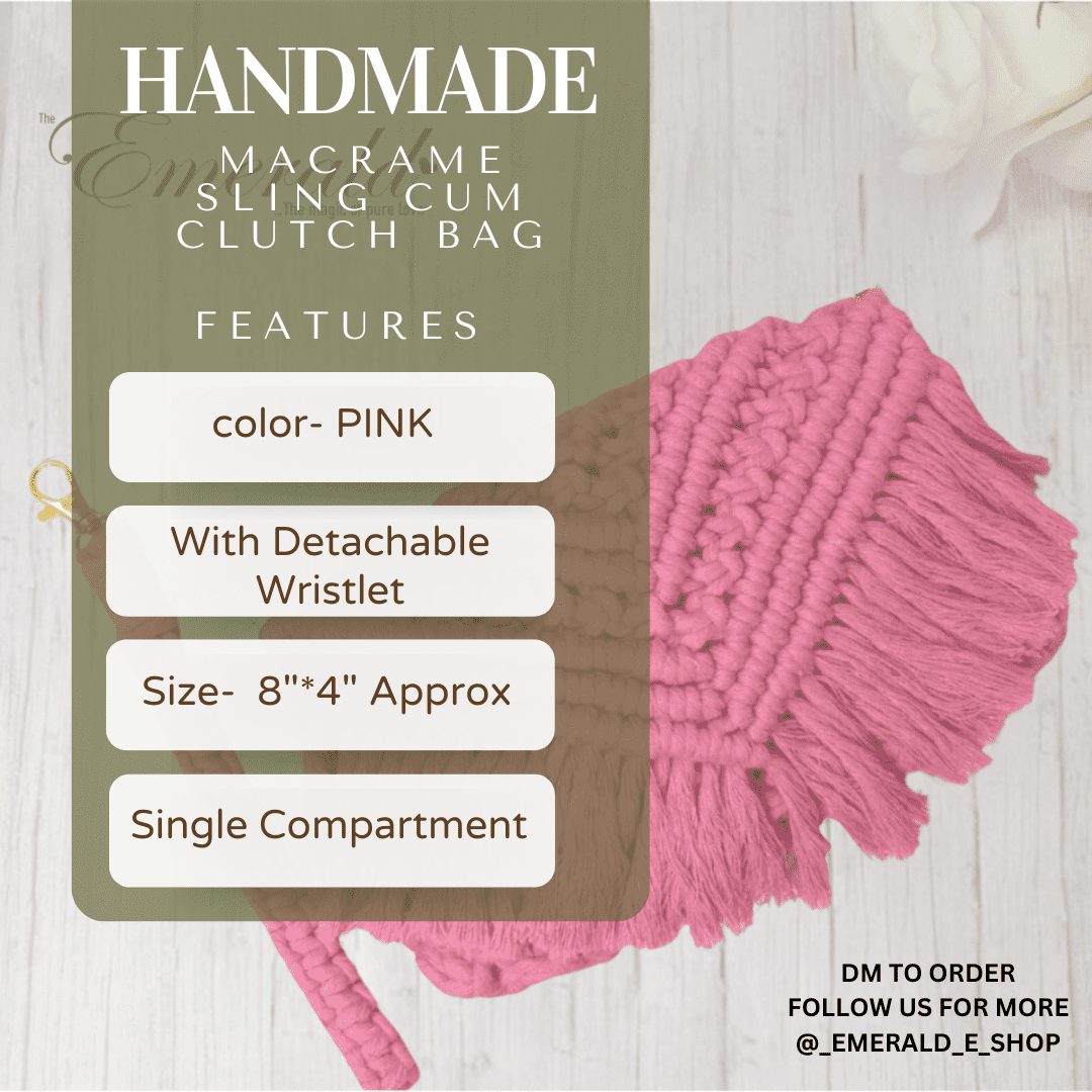 Pink Blossom Macramé Clutch