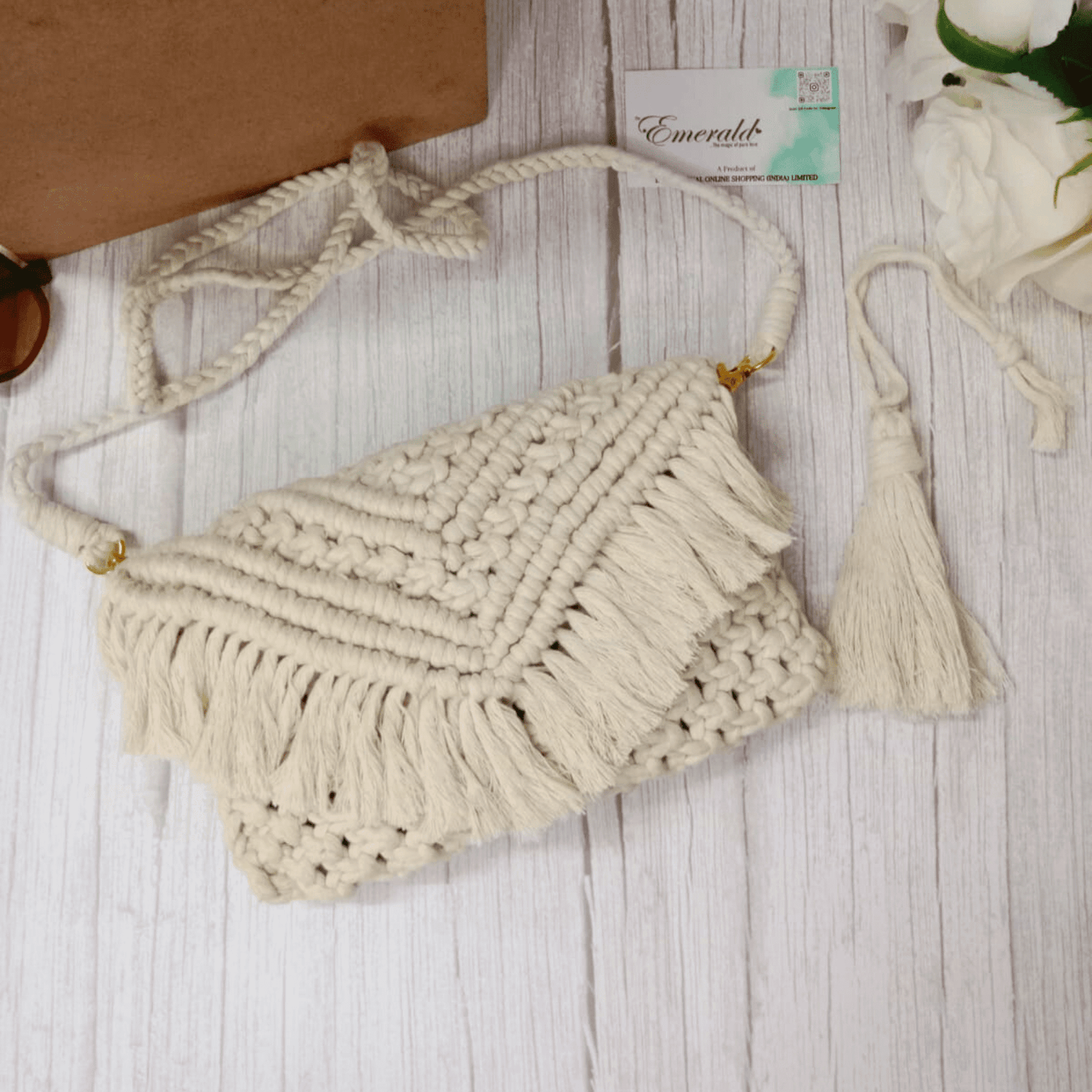 Whispering White Macramé Sling