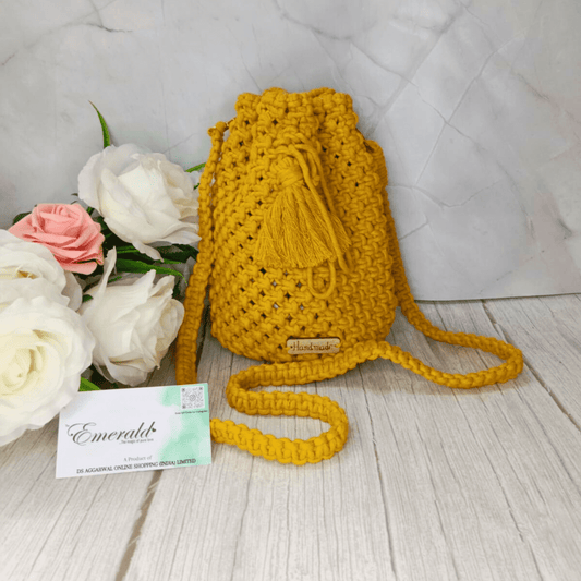 Artisan Potli Weave Sling - Mustard Yellow