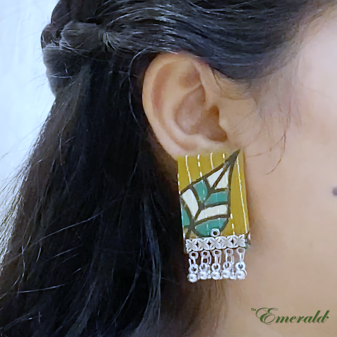 Eco Leaf Fabric Drops Handmade Earring