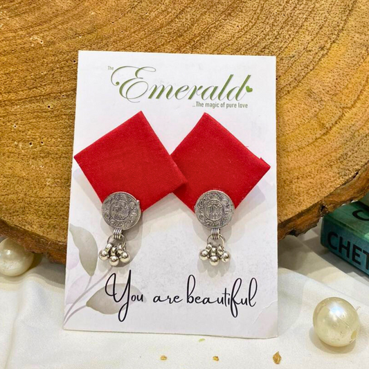 Crimson Diamond Elegance Handmade Earring