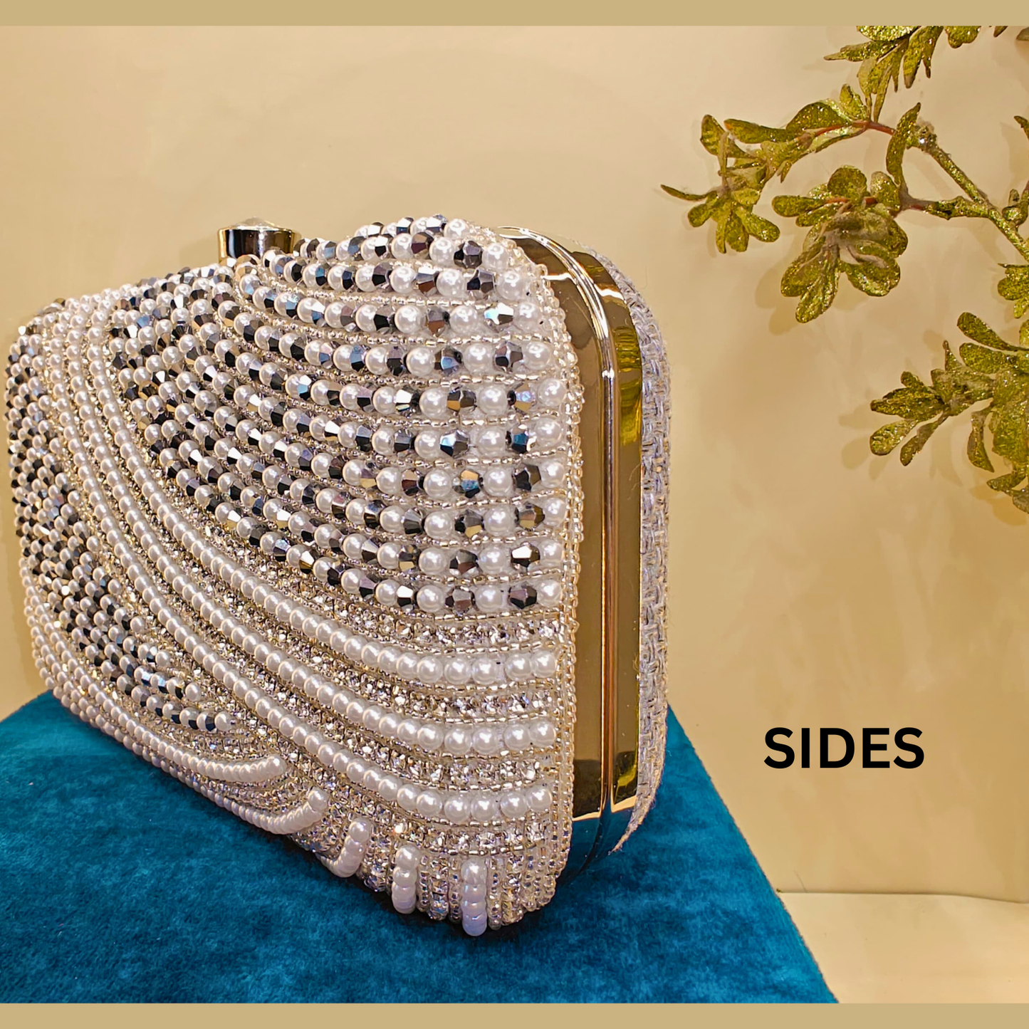 Moonlit Silver Pearl Box Clutch