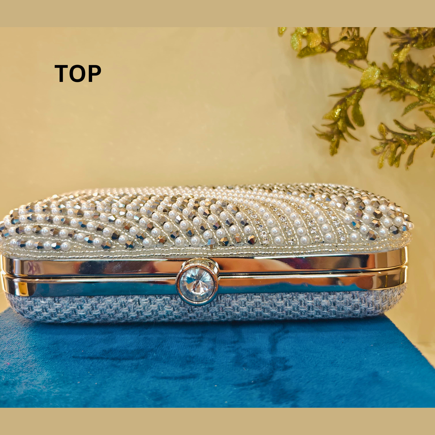 Moonlit Silver Pearl Box Clutch