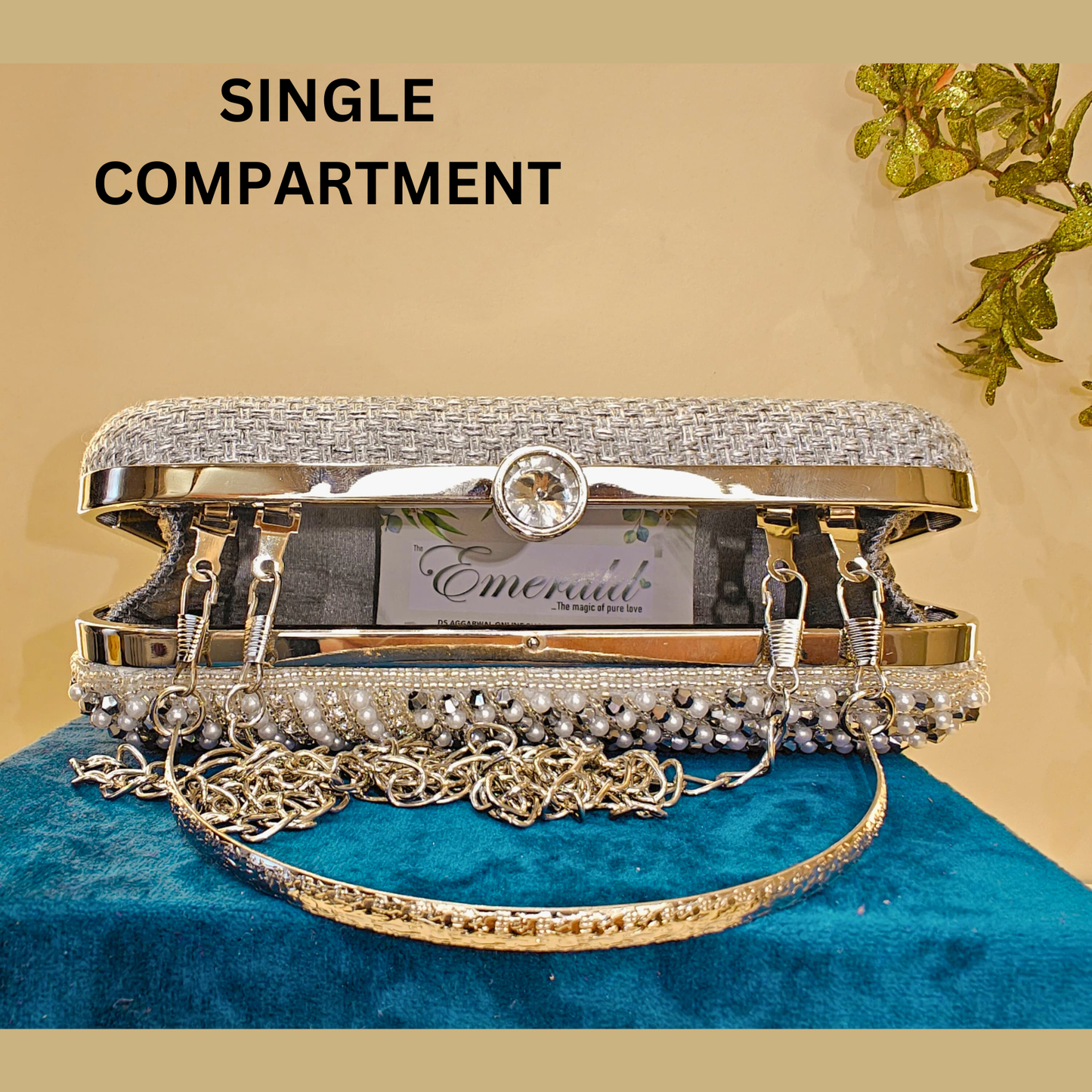 Moonlit Silver Pearl Box Clutch