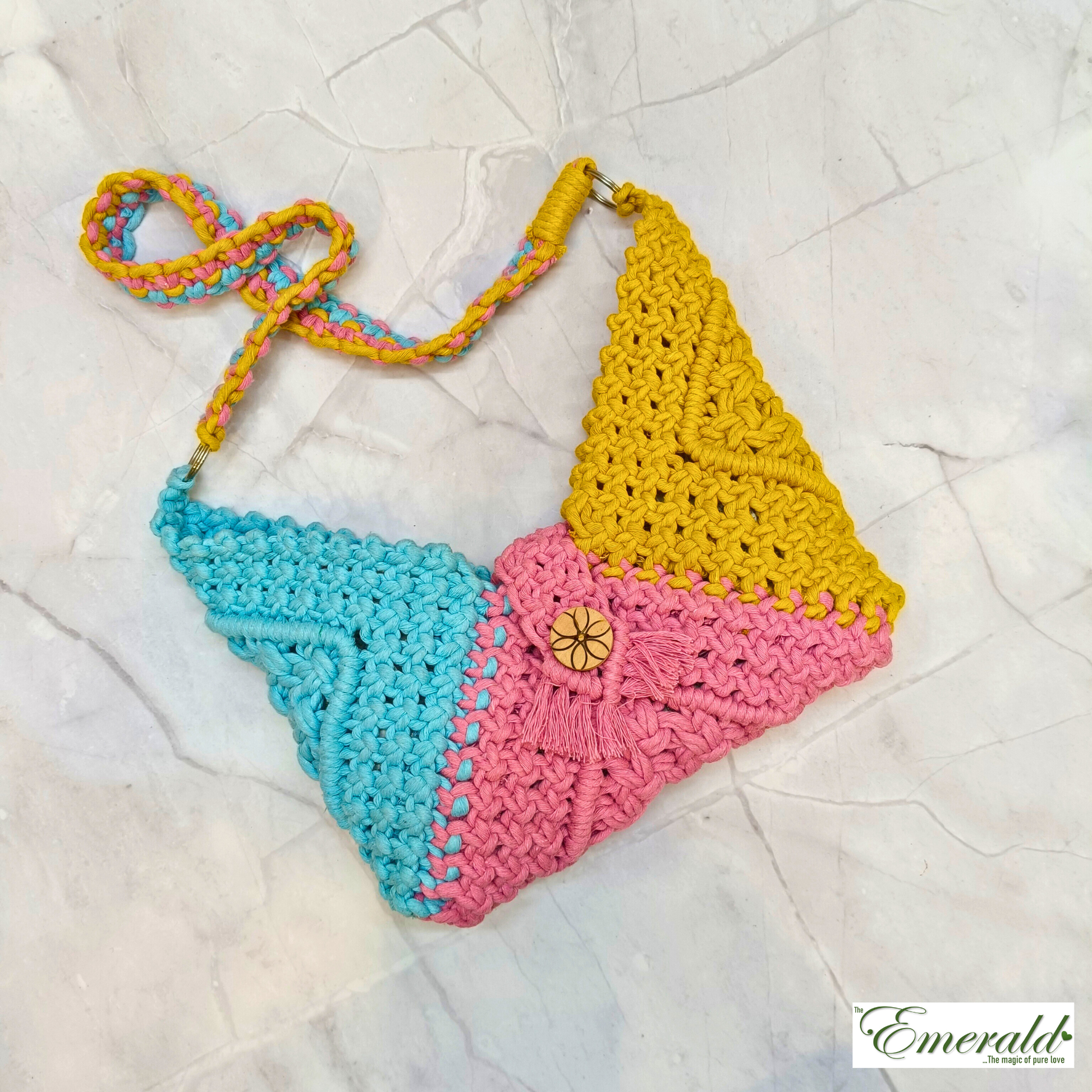 Knotty Harmony Luxe Macrame Shoulder Bag - Emerald Fashion