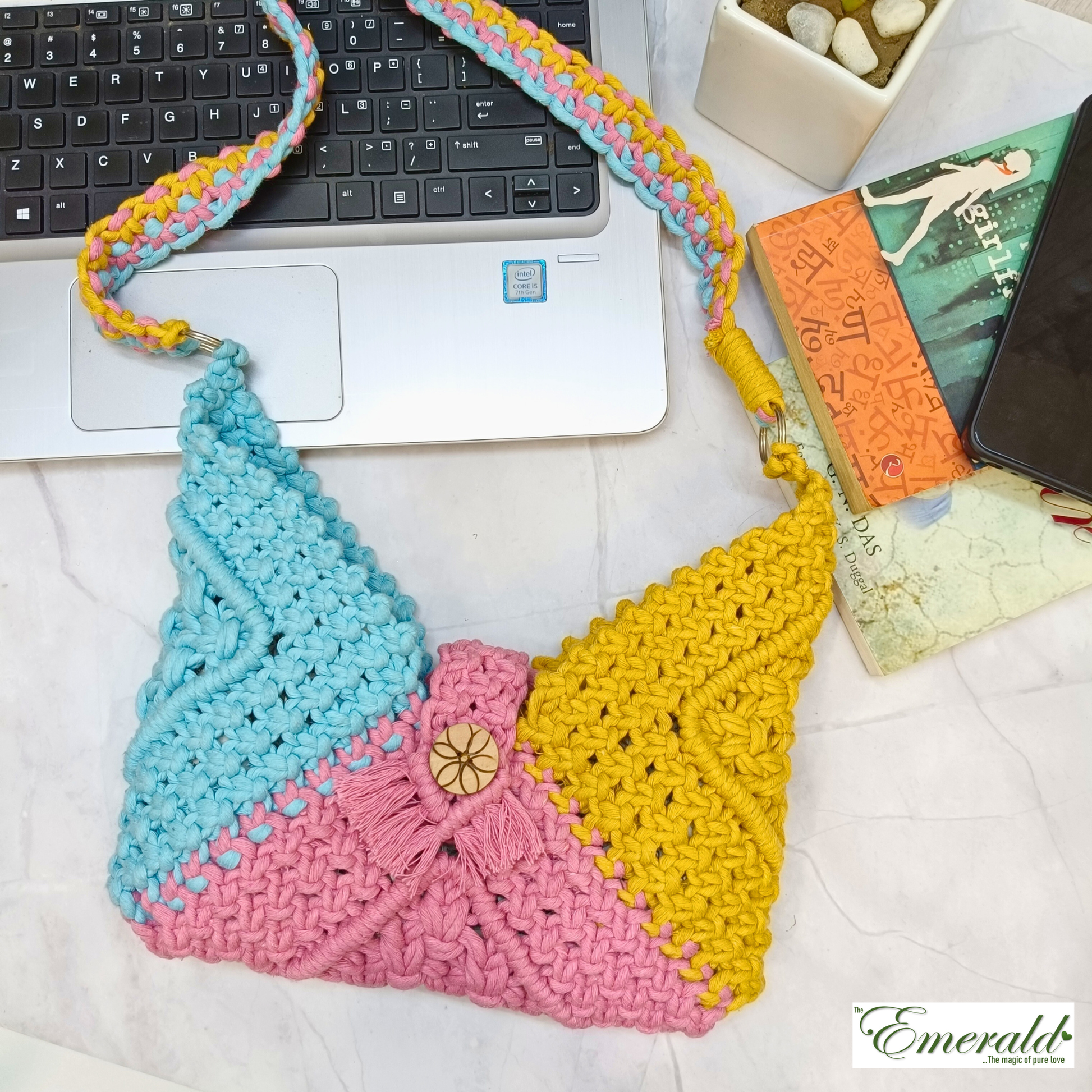 Knotty Harmony Luxe Macrame Shoulder Bag - Emerald Fashion