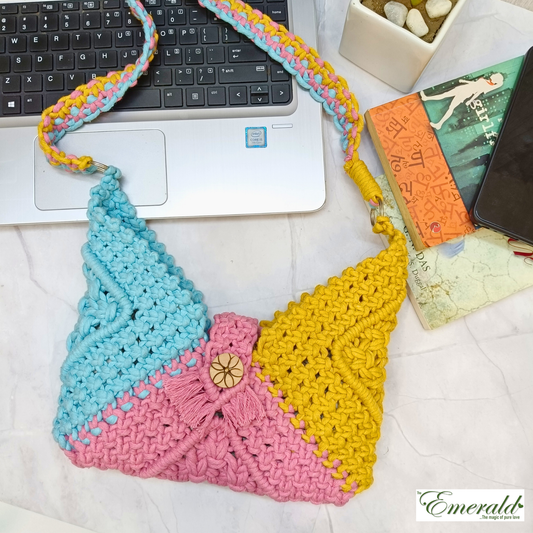 Knotty Harmony Luxe Macrame Shoulder Bag - Emerald Fashion