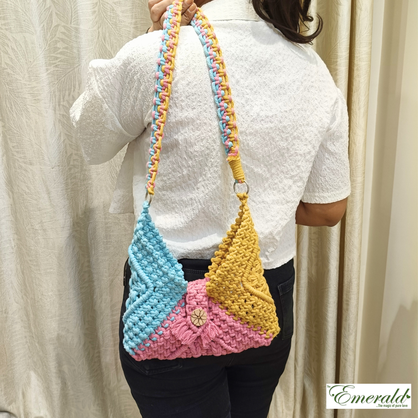 Knotty Harmony Luxe Macrame Shoulder Bag - Emerald Fashion