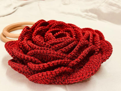 Sparkling Rose Crochet Handbag