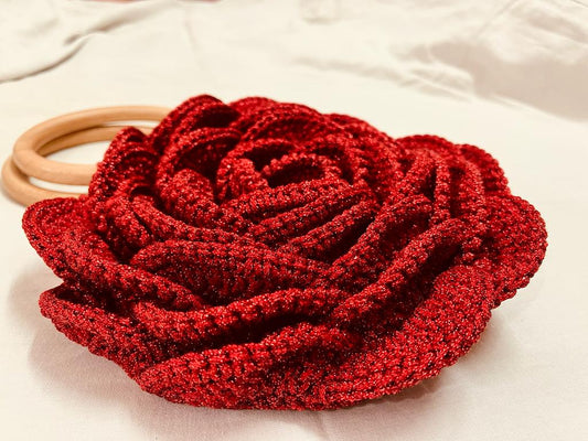 Sparkling Rose Crochet Handbag