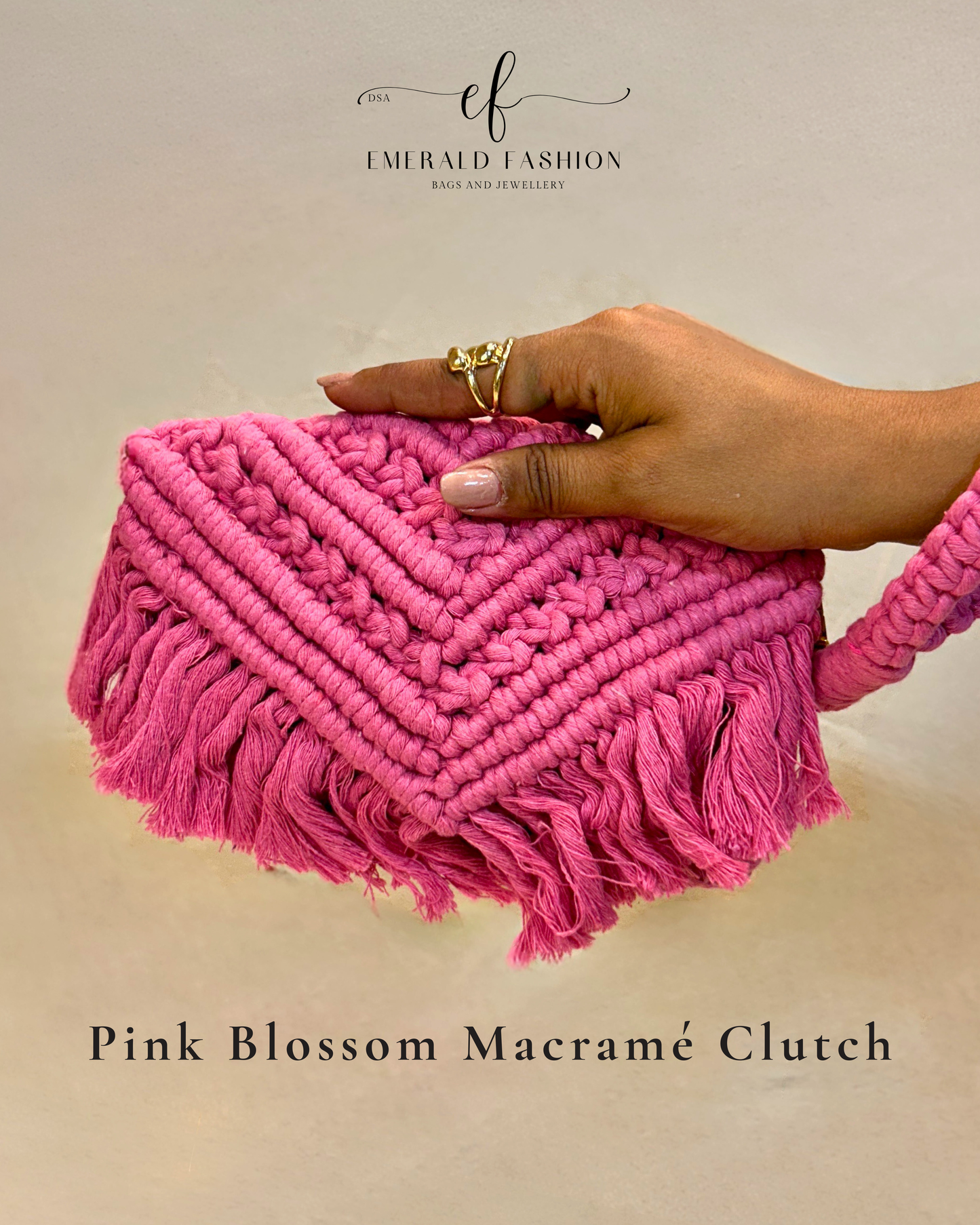 Pink Blossom Macramé Clutch