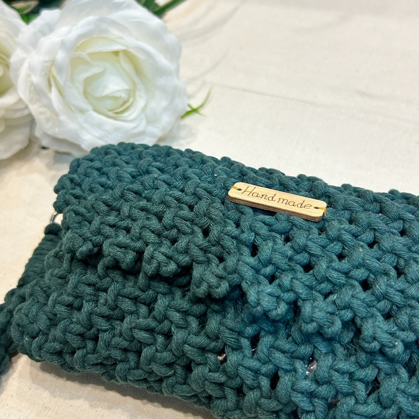 Emerald Noir Macrame Clutch