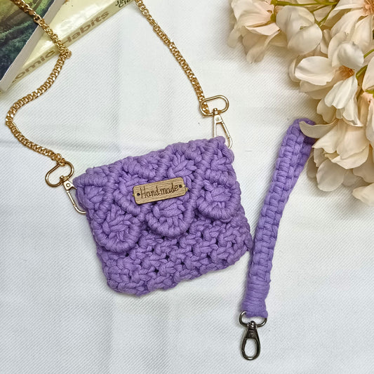 Lavender Weave Macramé  - Card Wallet - Emerald Fashion