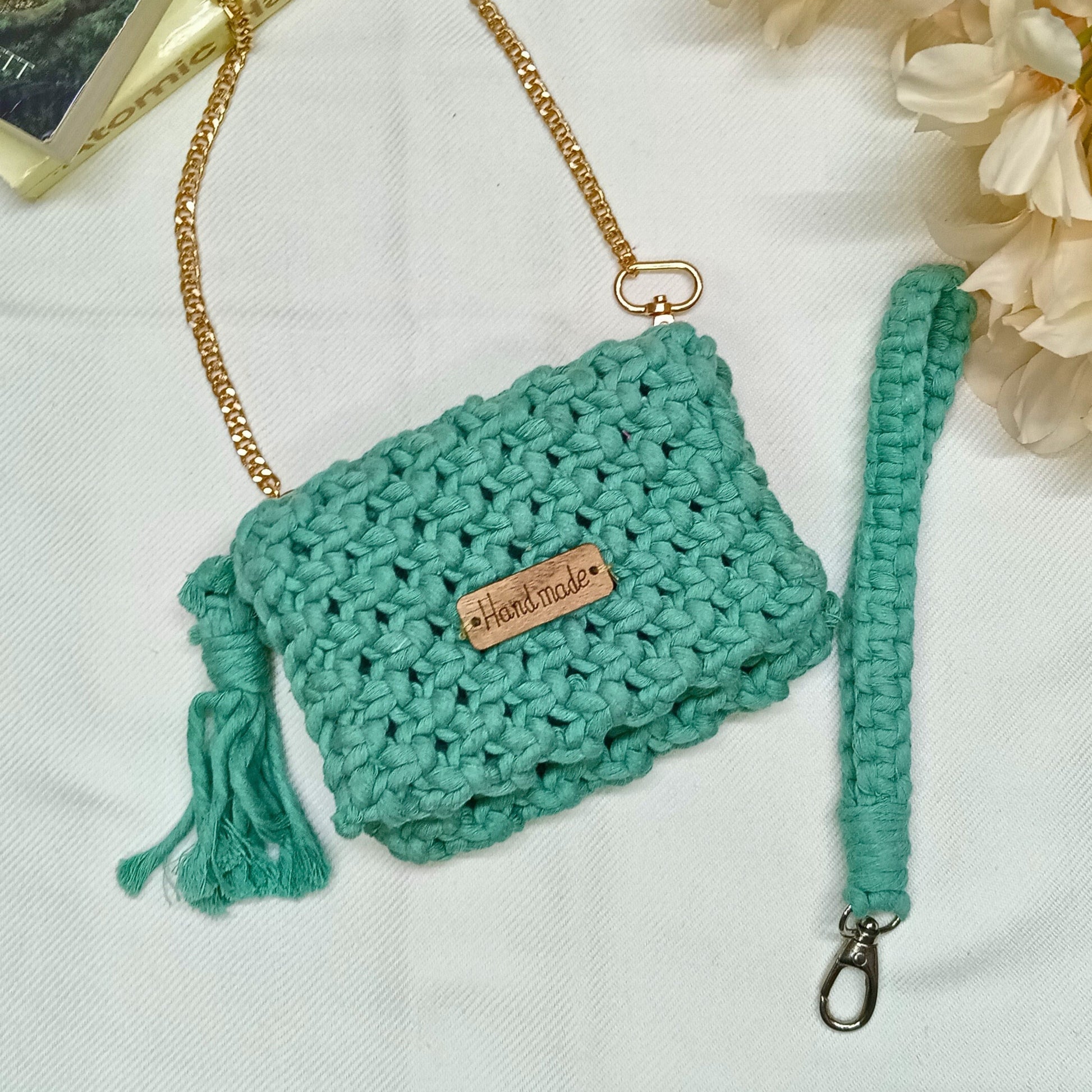 Deep Tide Macramé  - Card Wallet - Emerald Fashion