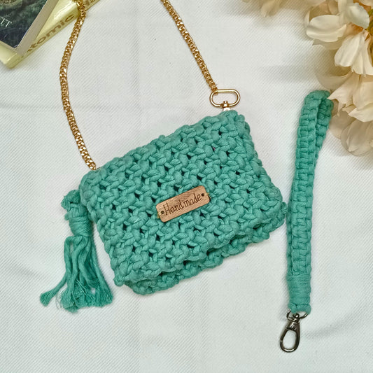 Deep Tide Macramé  - Card Wallet - Emerald Fashion