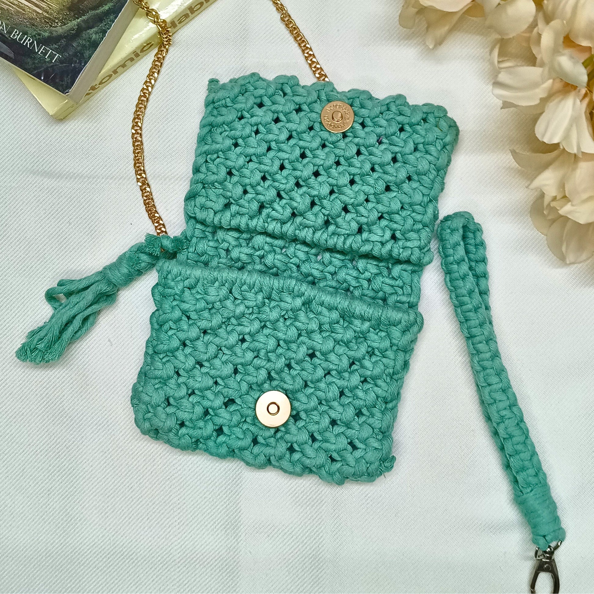 Deep Tide Macramé  - Card Wallet - Emerald Fashion