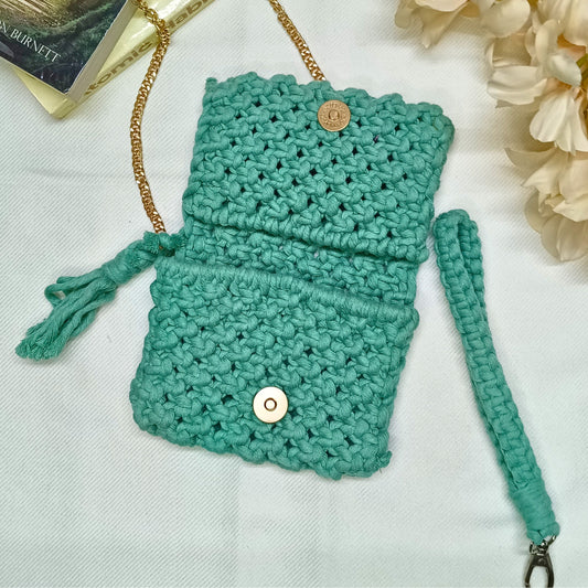 Deep Tide Macramé  - Card Wallet - Emerald Fashion