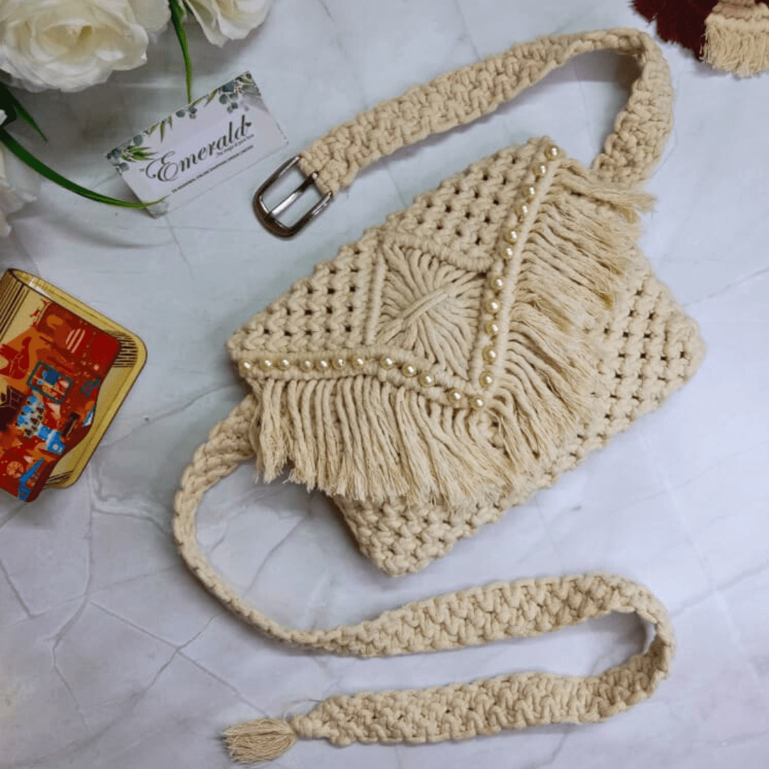 Pearl Essence Macramé Belt Bag