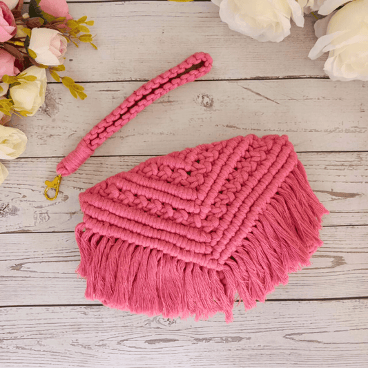 Pink Blossom Macramé Clutch