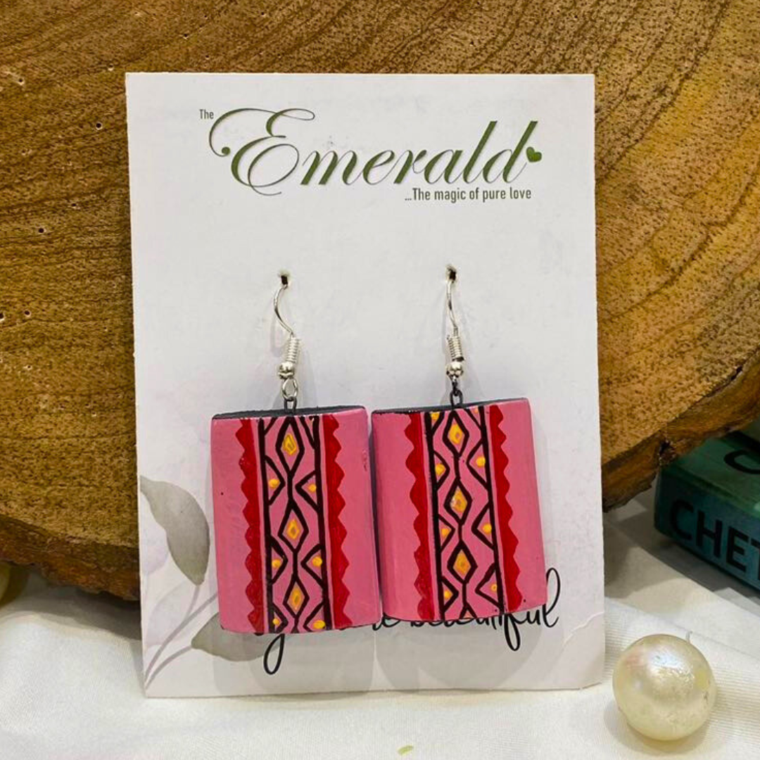 Pink Whisper Bamboo Elegance Handmade Earring