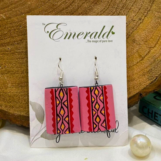 Pink Whisper Bamboo Elegance Handmade Earring