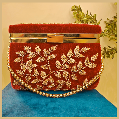 Crimson Elegance Party Box Clutch