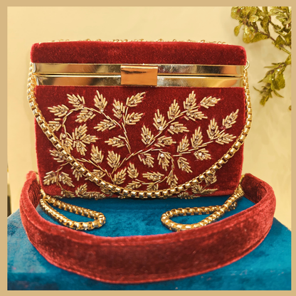 Crimson Elegance Party Box Clutch