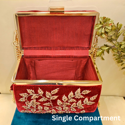 Crimson Elegance Party Box Clutch