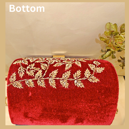 Crimson Elegance Party Box Clutch