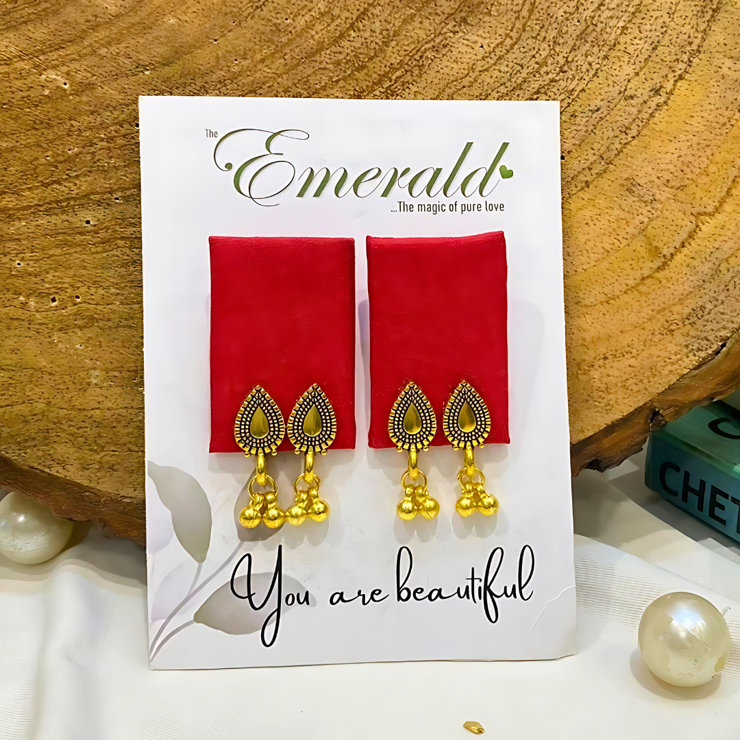 Scarlet Rectangular Handmade Earring